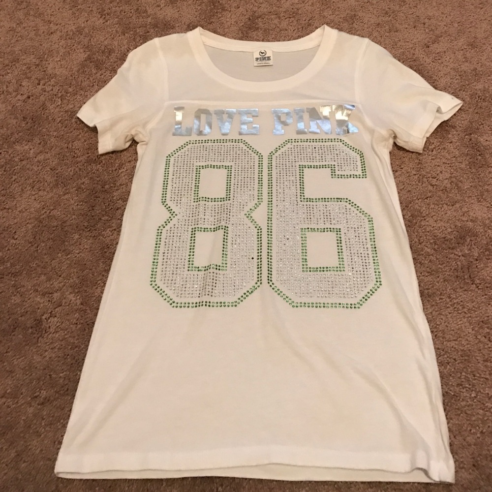 VS PINK white T shirt with bling design