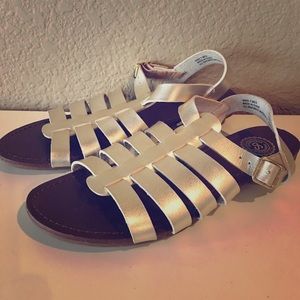 Gladiator Sandals Gold Metallic Vegan Leather