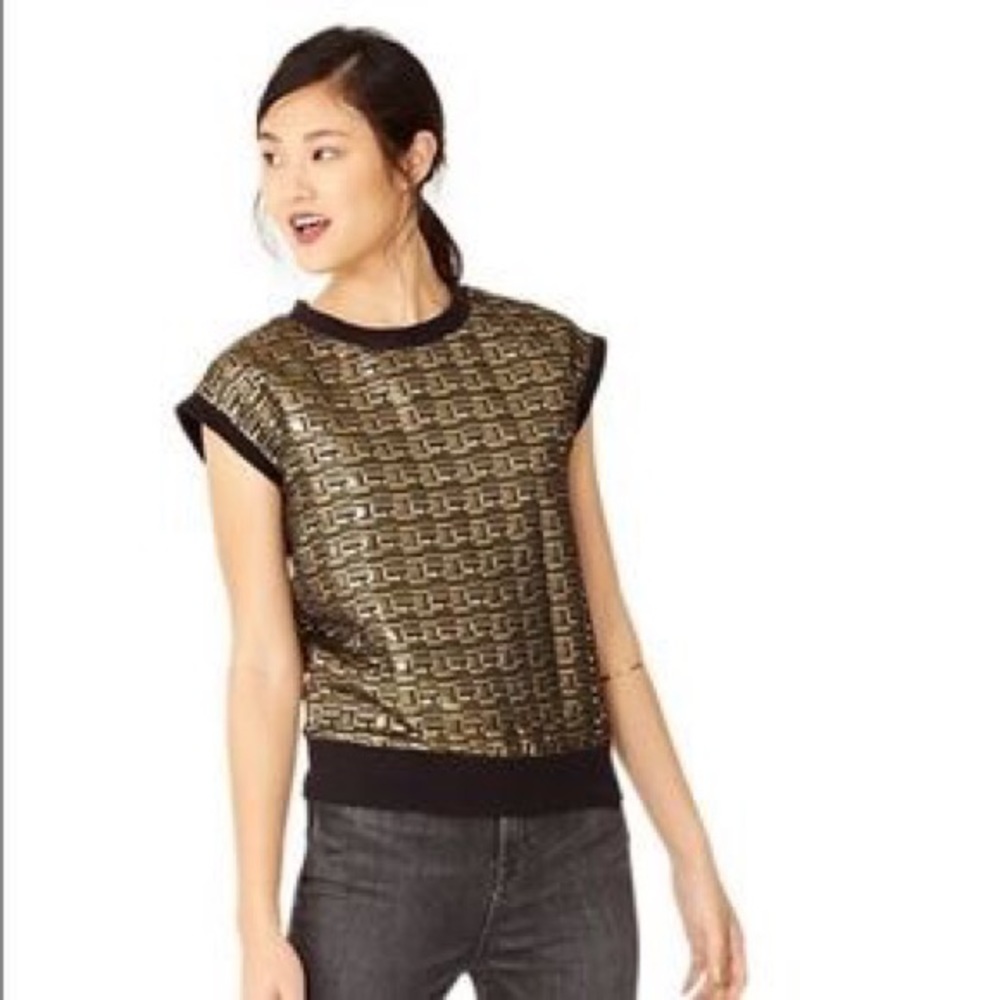 NWOT Kate Spade Saturday gold and black boxy top