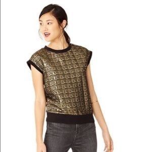 NWOT Kate Spade Saturday gold and black boxy top