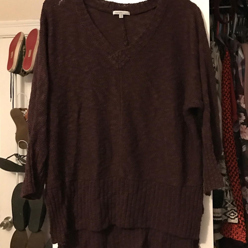 Charlotte Russe maroon v-neck sweater