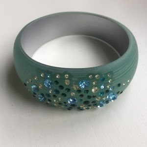 Zirconmania Wide Emerald Crystal Bangle