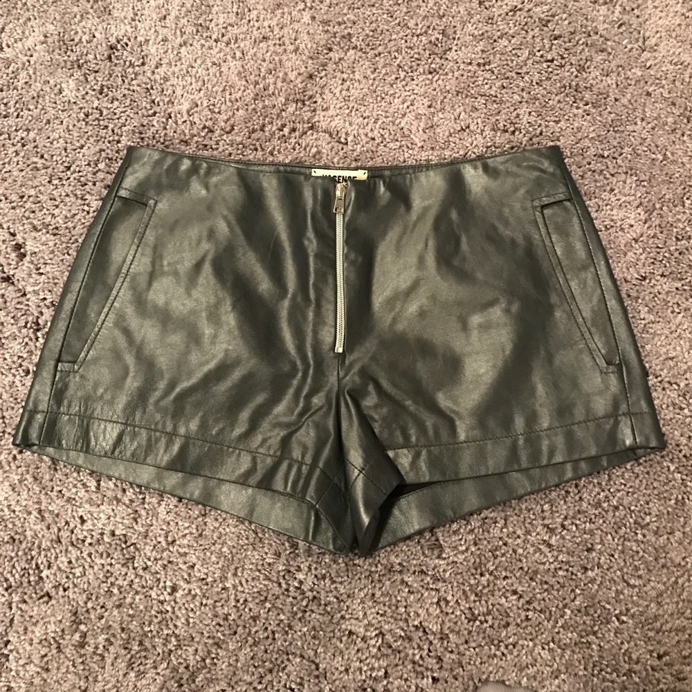 L'Agence metallic leather shorts