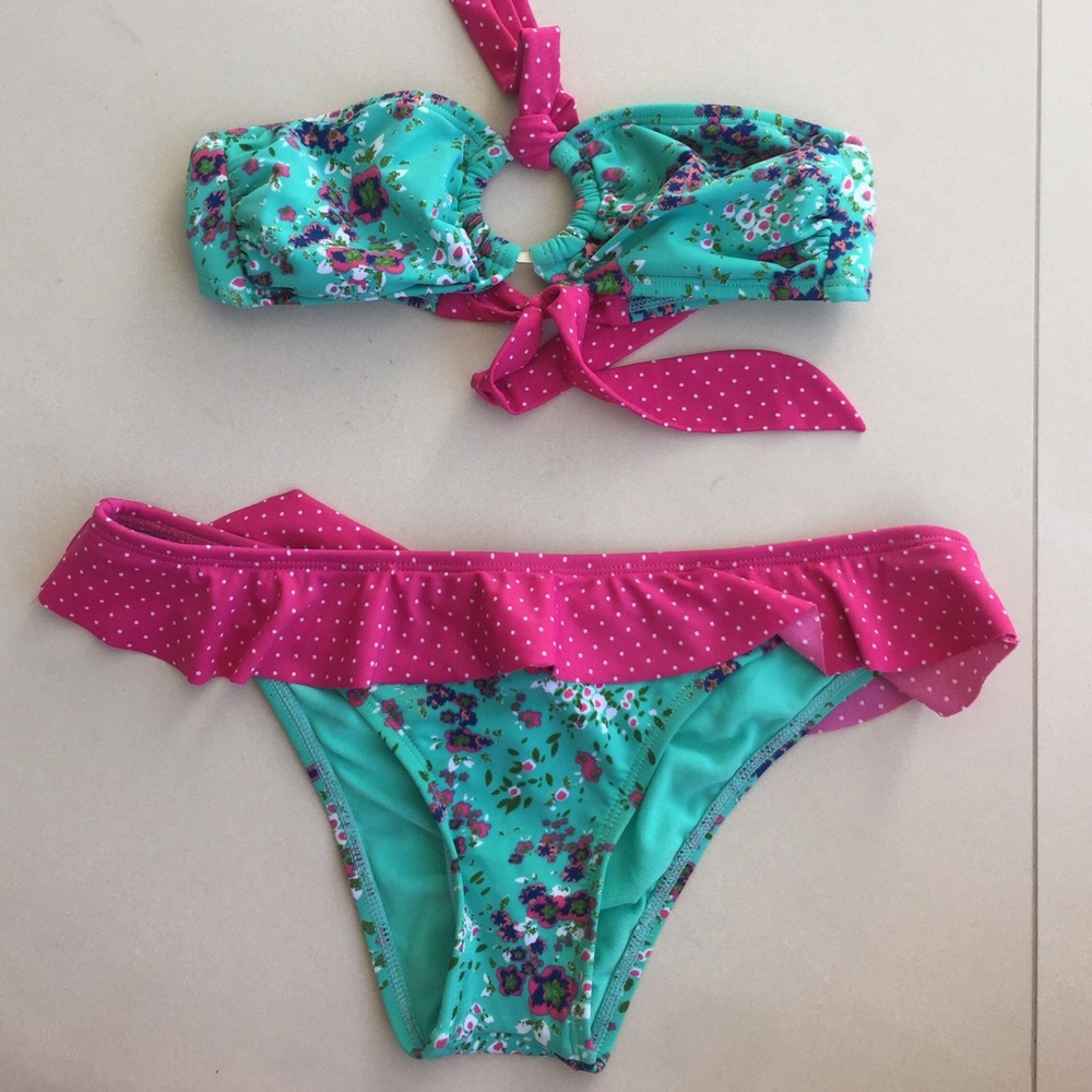 3 Piece VIX by Sophia Floral/Pink Polka dot Bikini