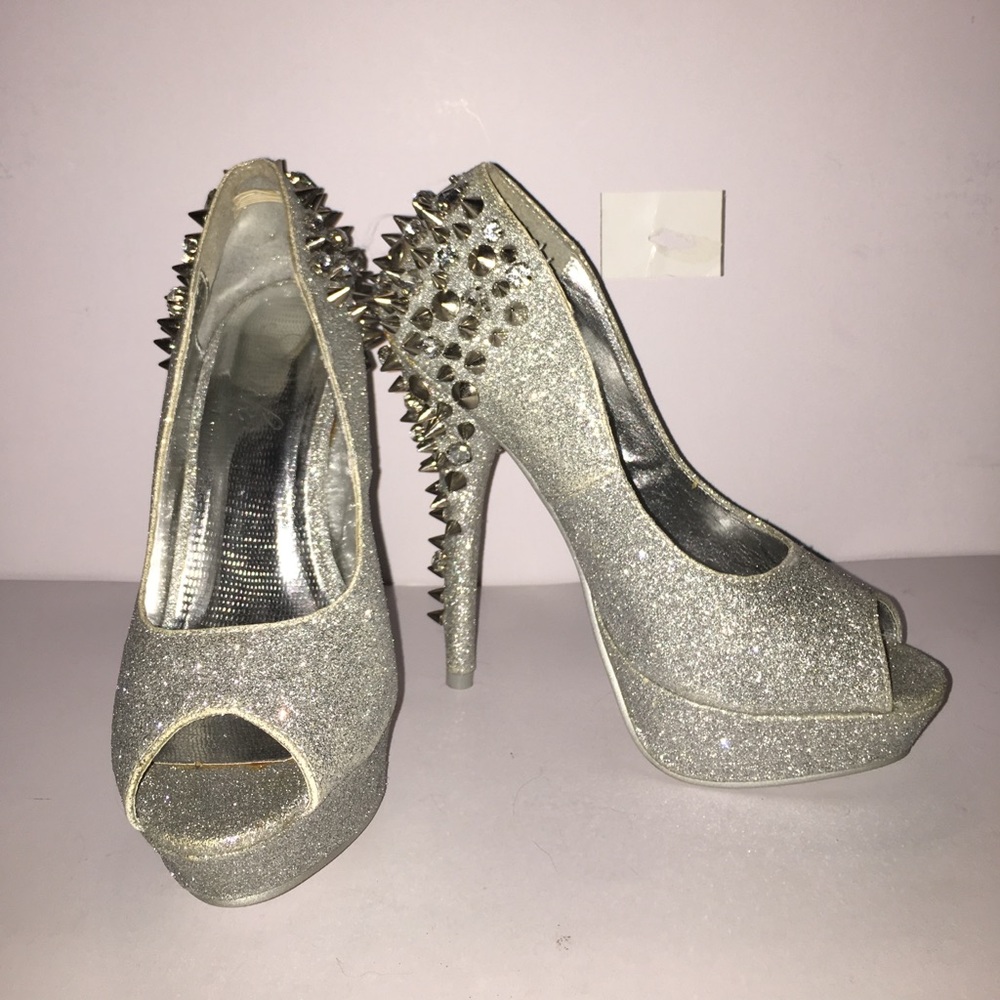 Sparkly silver heels
