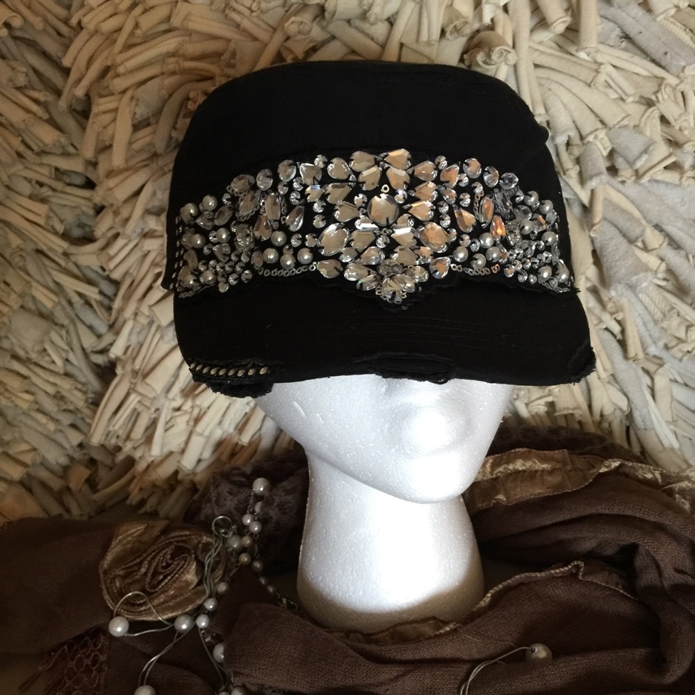 🌹CADET DISTRESSED BLACK VINTAGE WOMANS HAT