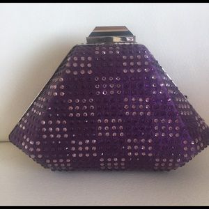 Purple rhinestone clutch