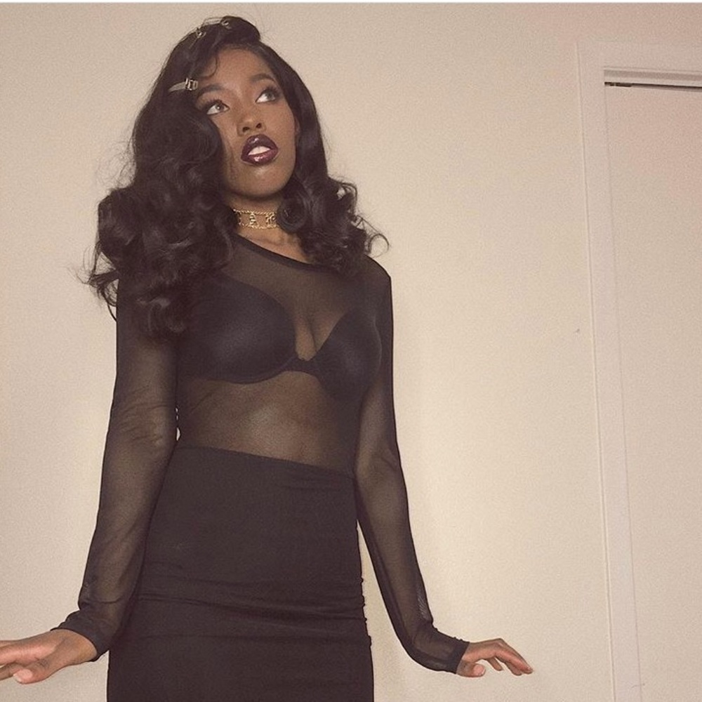 Black Mesh Dress - Picture 3 of 4