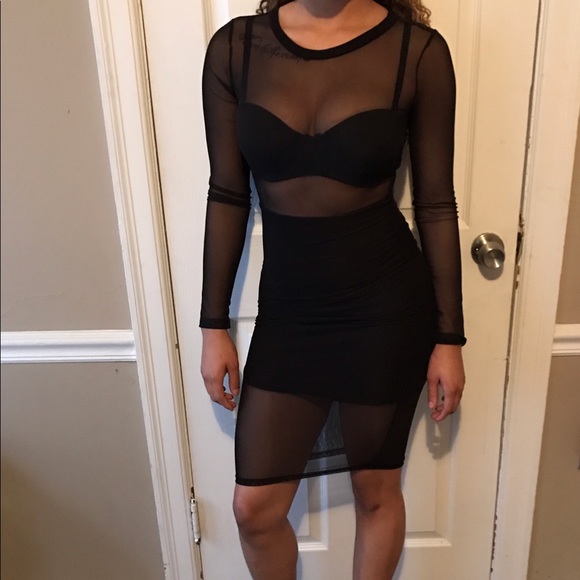 Black Mesh Dress - Picture 2 of 4