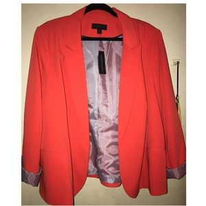 3X Coral Open Front Blazer