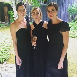 Amsale illusion shoulder dress. Silk chiffon