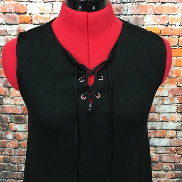 🚫 SOLD Last One! Black Lace Up Knit Dress (M) - Picture 7 of 10