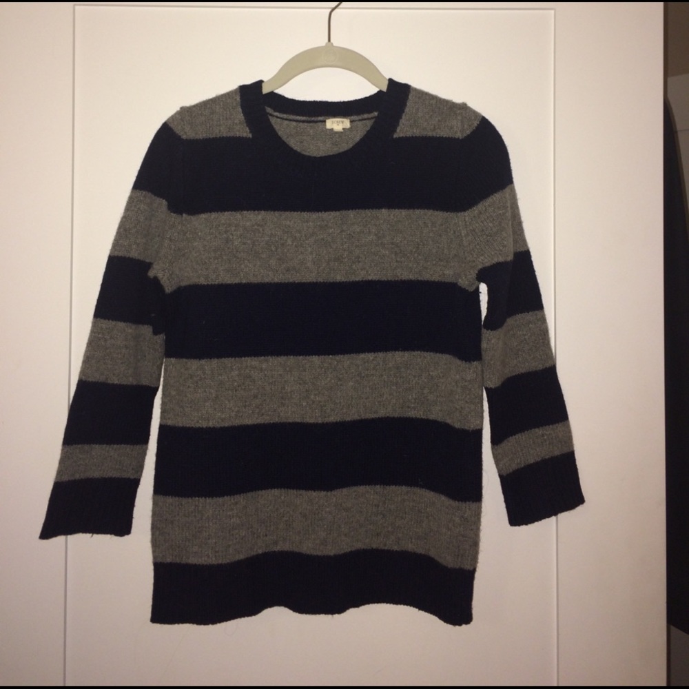 J. Crew striped 3/4 sleeve wool sweater