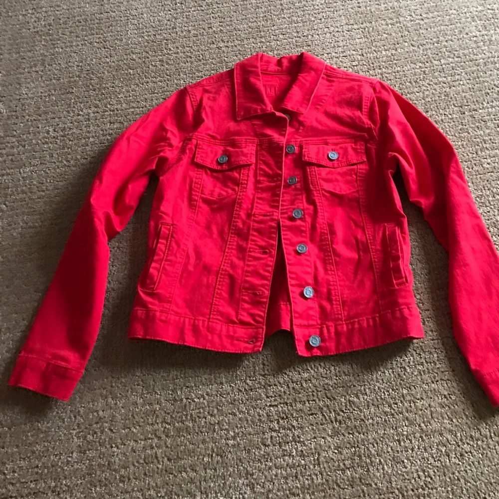 KUT red soft cotton denim jean jacket size Medium