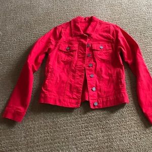 KUT red soft cotton denim jean jacket size Medium