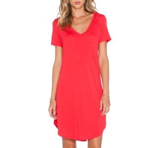 NWT - HEATHER V-Neck Pocket Tee Dress - Cherry