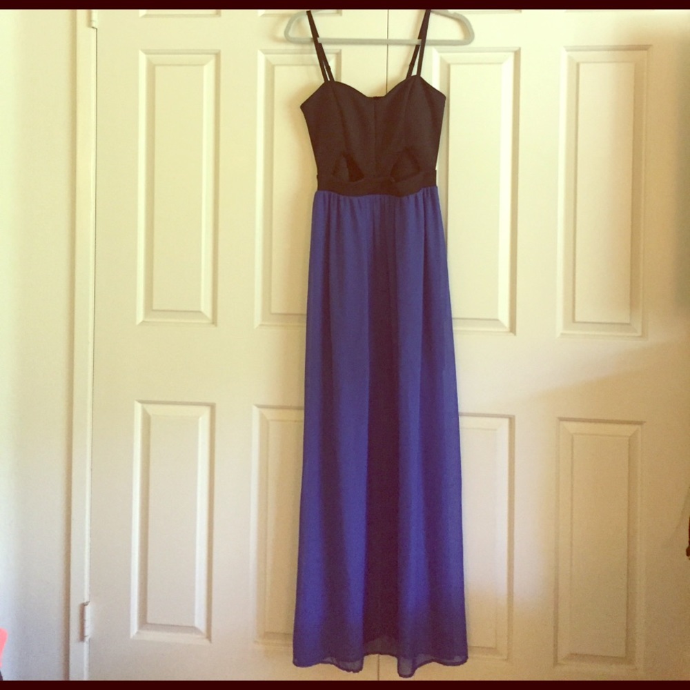 Black and Royal Blue floor length dress