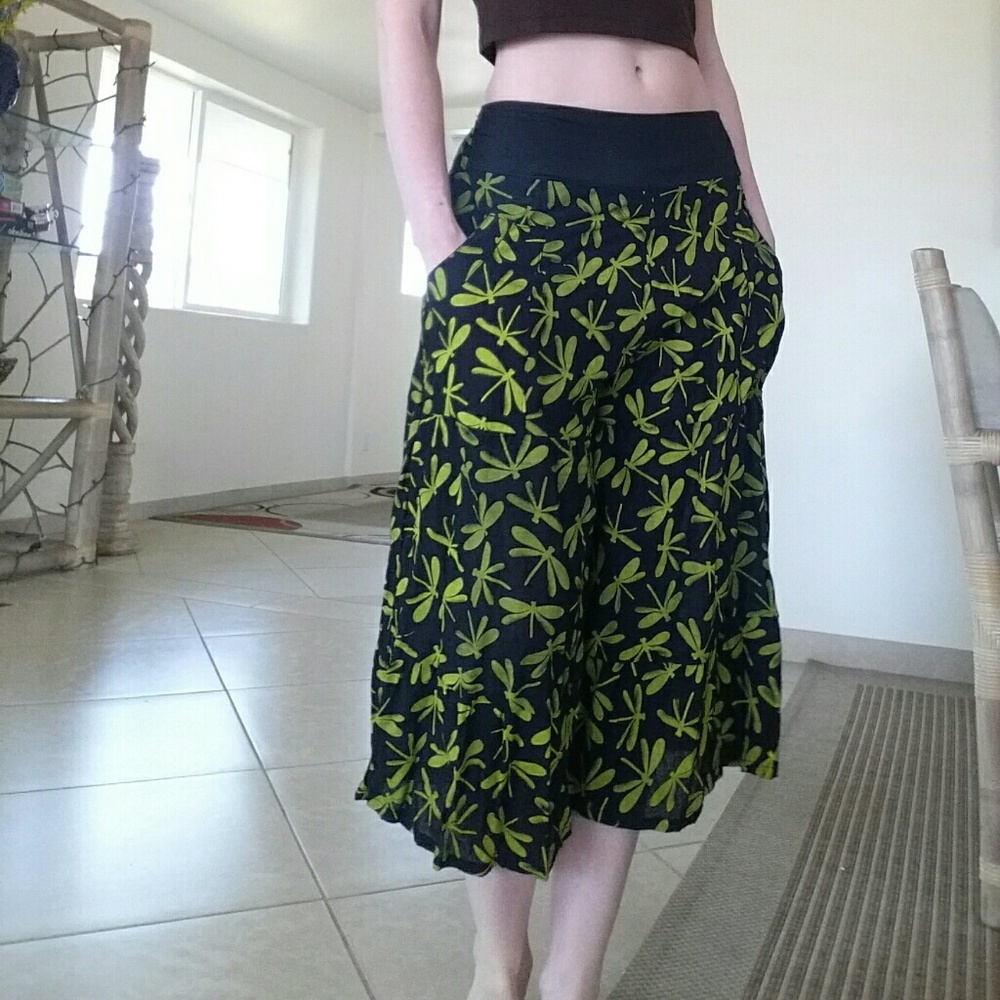 Wide leg cotton capris