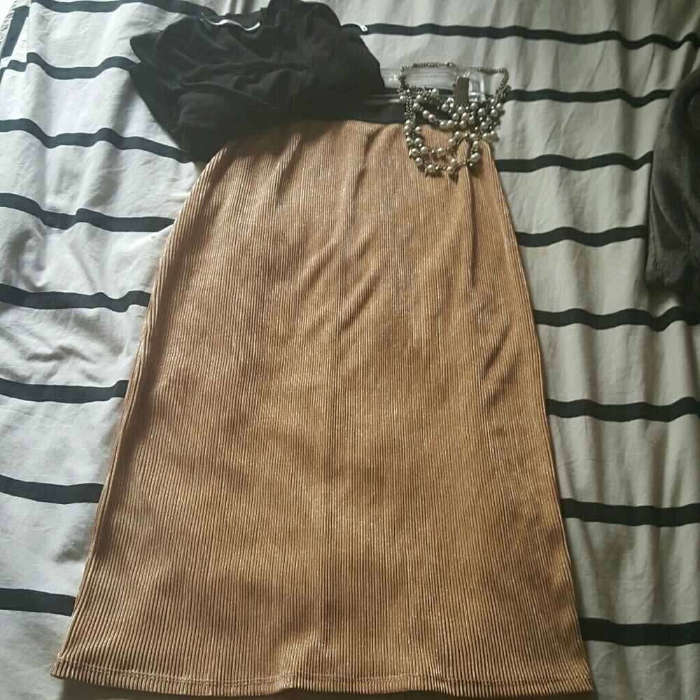 Shimmer midi skirt.