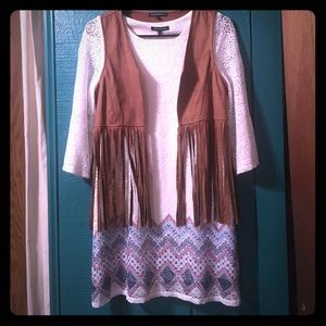Little Girls hippie Dress and fringe vest