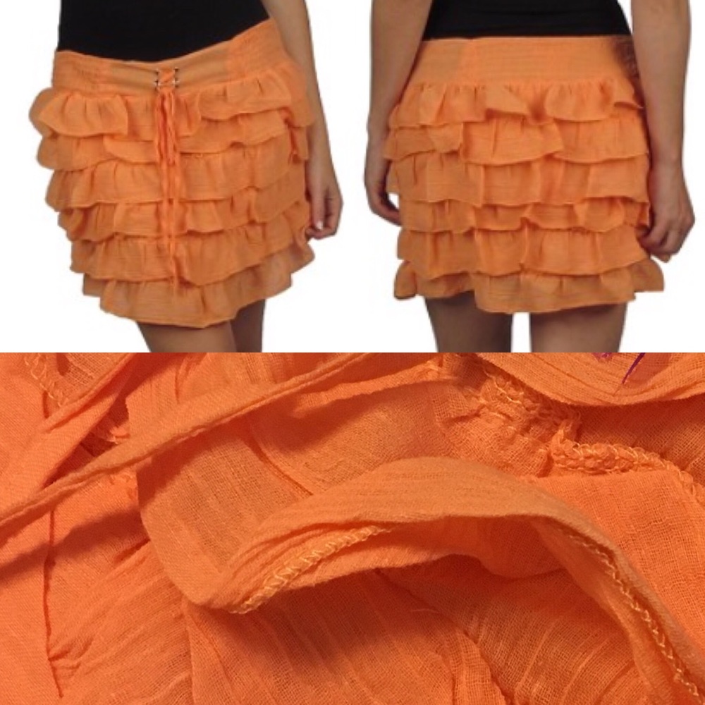 🆕🍄Orange Basic Ruffle Short Skirt - Picture 2 of 7
