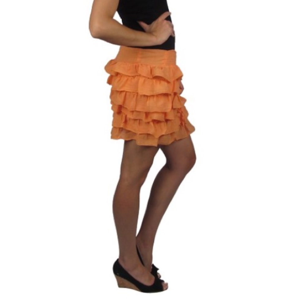 🆕🍄Orange Basic Ruffle Short Skirt - Picture 4 of 7