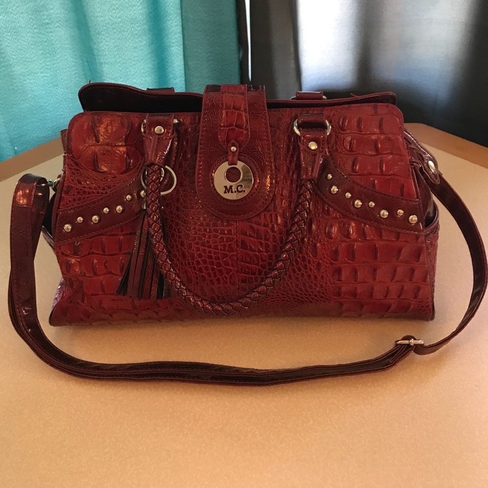 Madi Claire Red Croco Embossed handbag