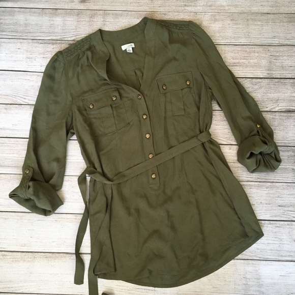 Anthropologie Tops - Anthropologie Odille Olive Green Blouse