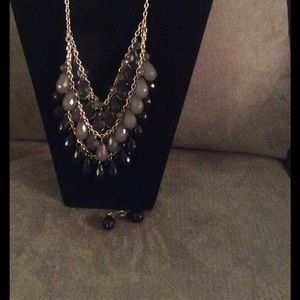 Black, gray and gold. Matching black drop earrings