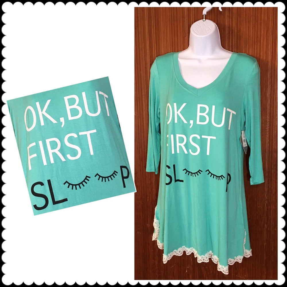 Cute Night Shirt by LOVE PEACE LOUNGE Sz Large NEW