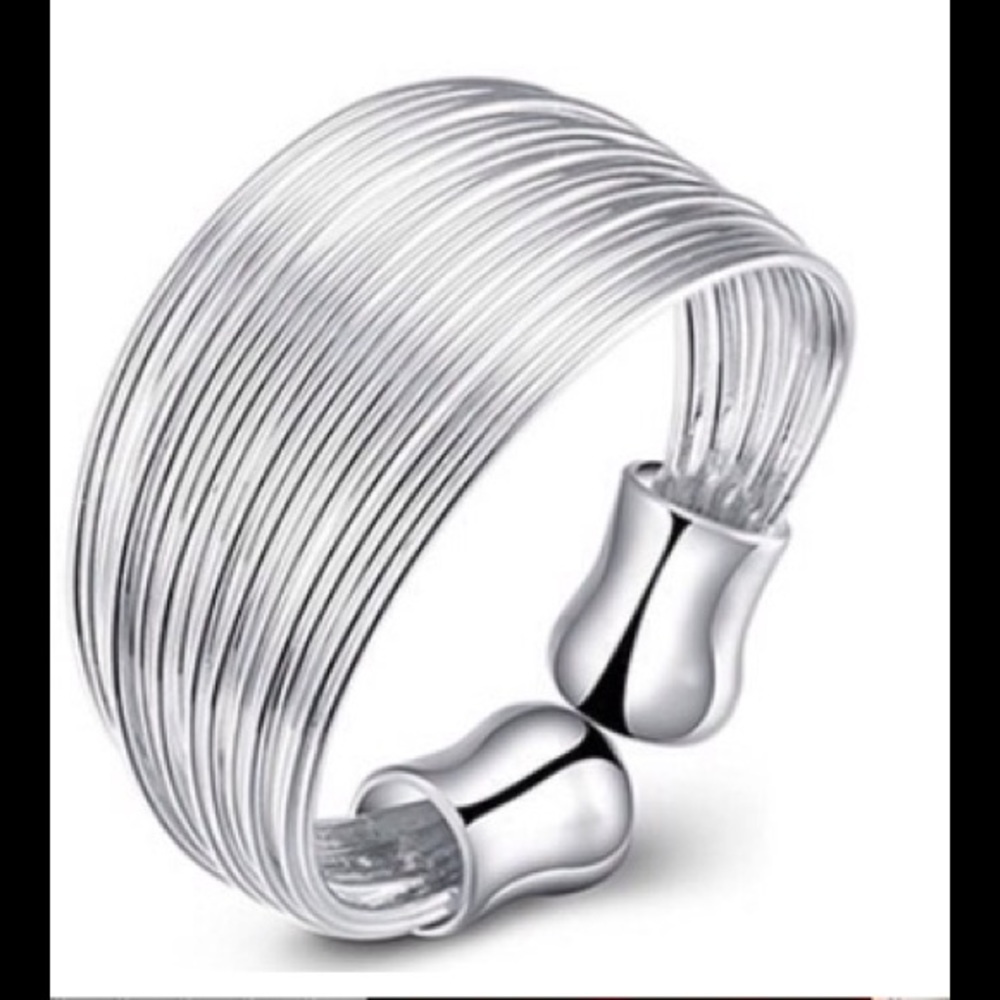 .925 Sterling Silver Resizable Stacked Bands Ring