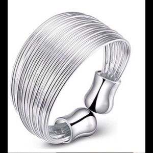 .925 Sterling Silver Resizable Stacked Bands Ring