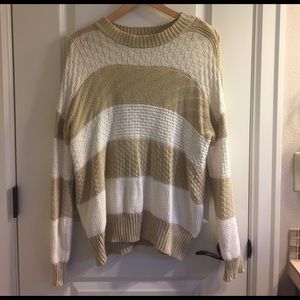 Oversized tan and white sweater