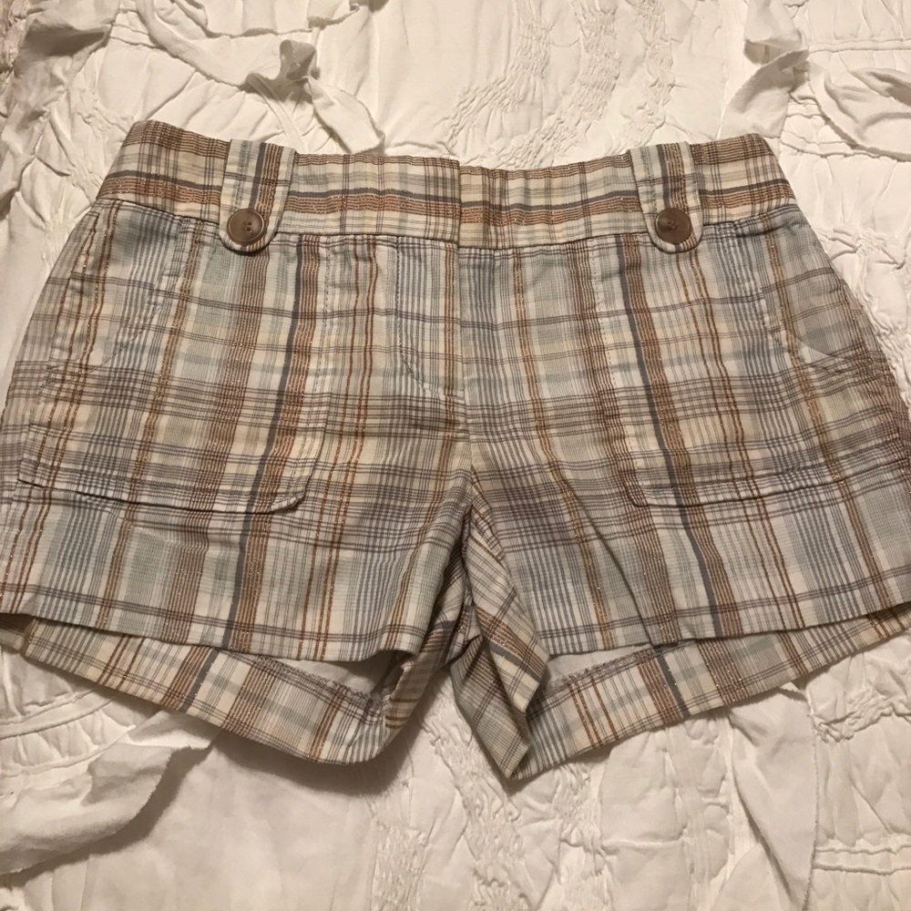 J.Crew Plaid Shorts With Metallic Threading