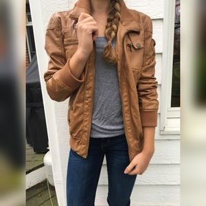 Faux brown leather jacket