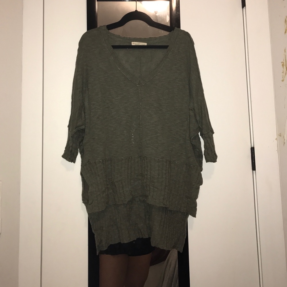 High low olive green sweater