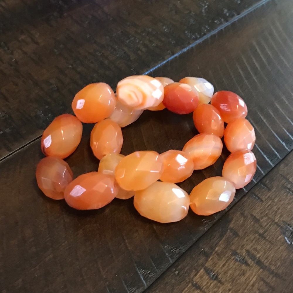 Red Orange Agate Set of 2 Bracelets