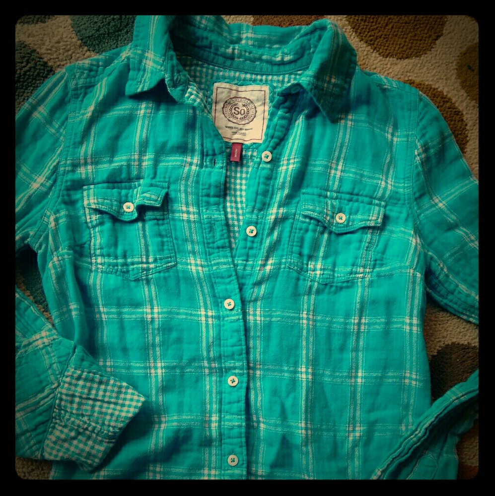 SO Authentic American Heritage Aqua Flannel Shirt