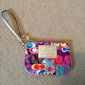 Multicolored coach wristlet