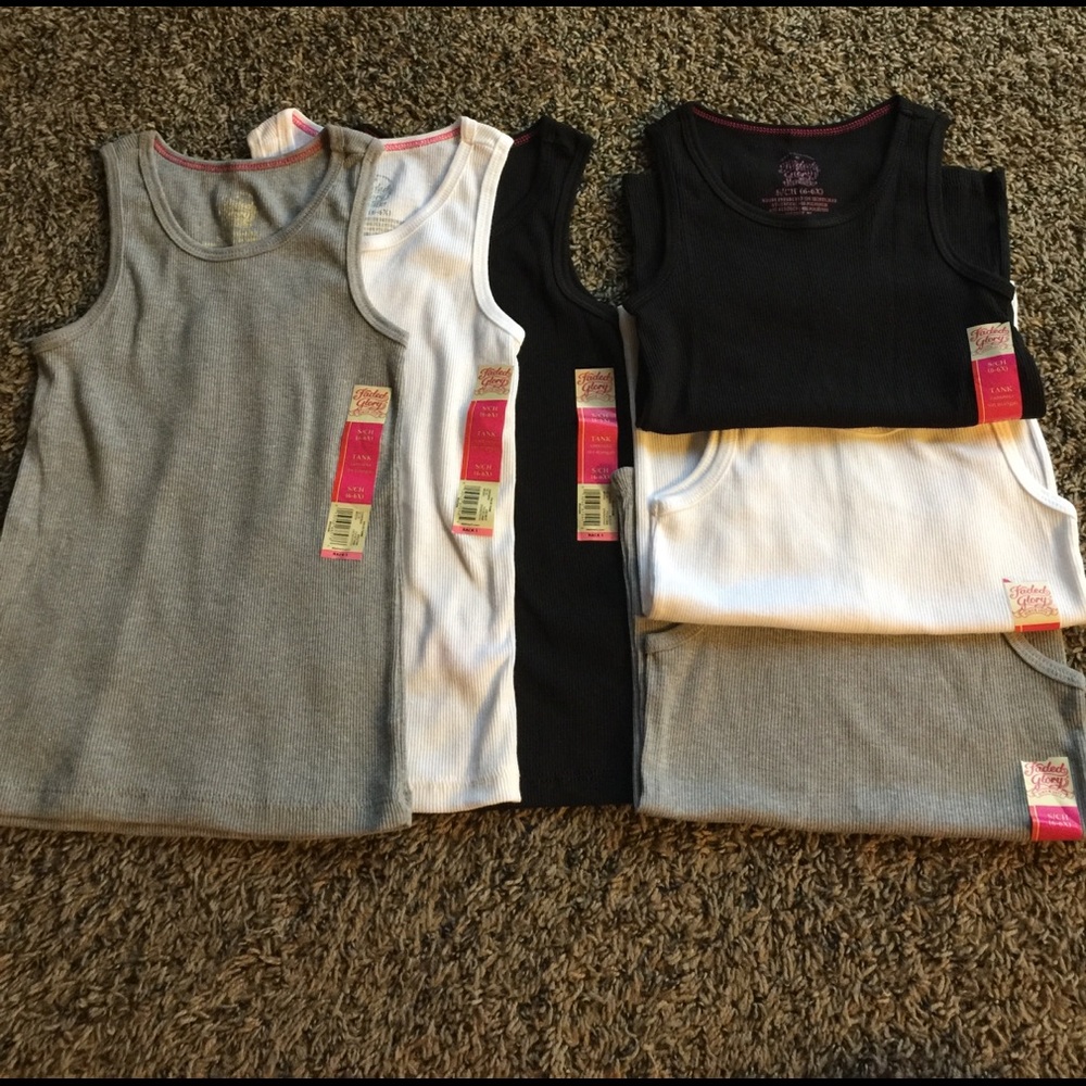 NWT (6) FADED GLORY TANK TOPS SZ 6-6X