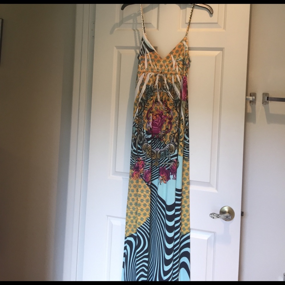 Floor length, floral design, stretch maxi