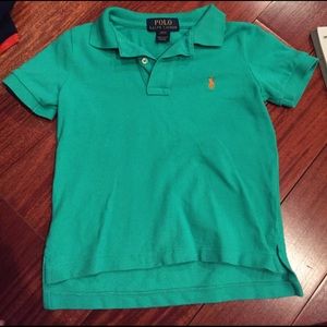 Greenish polo with orange horse - 2T