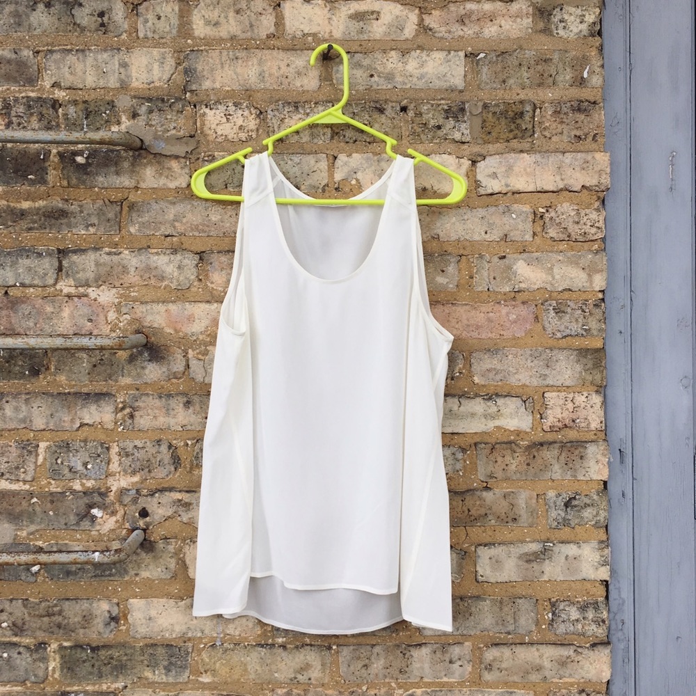 Everlane white silk tank, size L