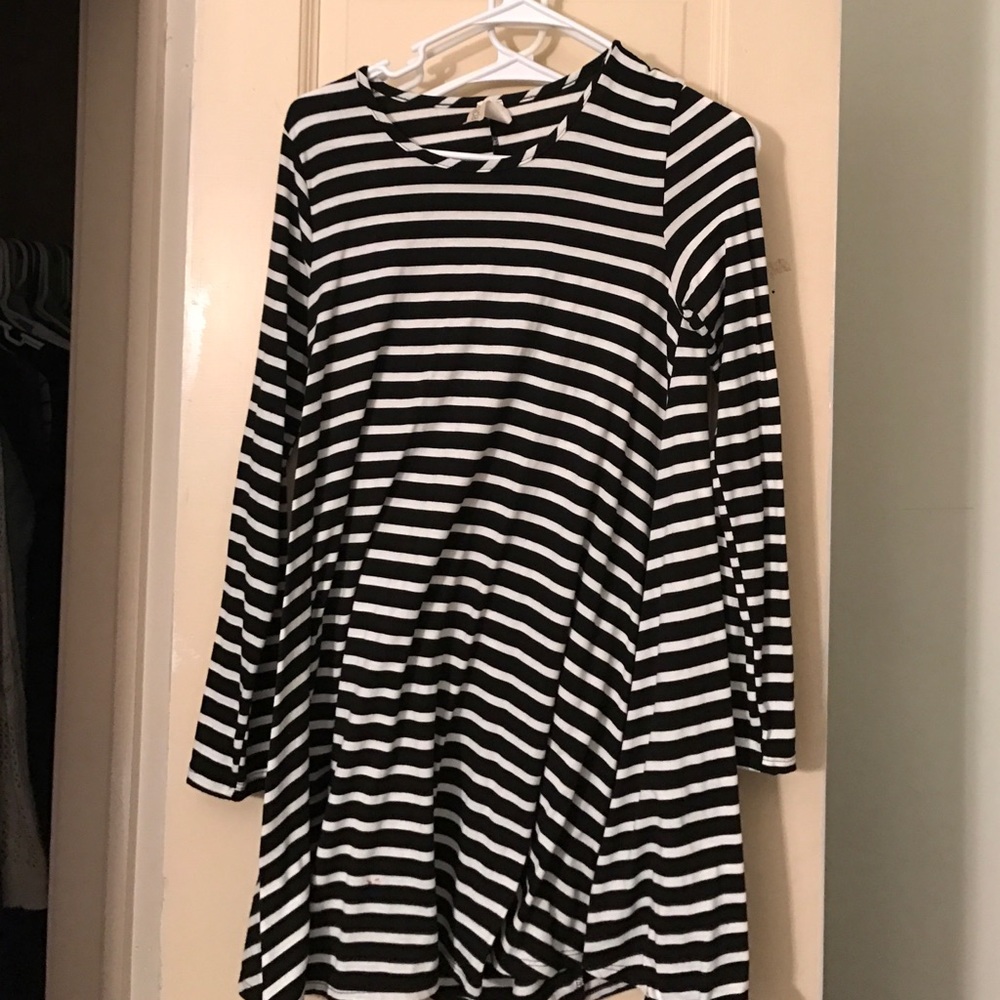 Black and white striped dress