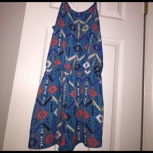 Blue aztec print romper