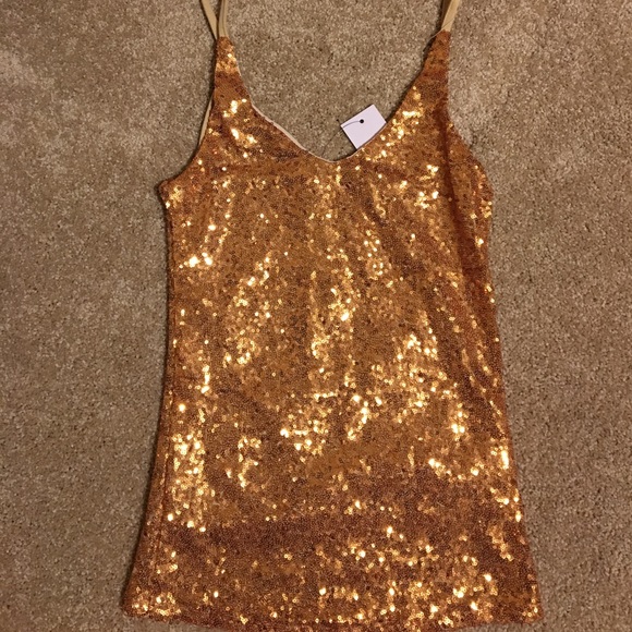 Gold Sequin Tank - Picture 1 of 3