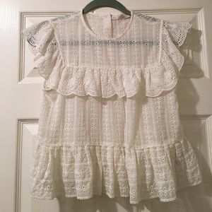 White Zara eyelet top