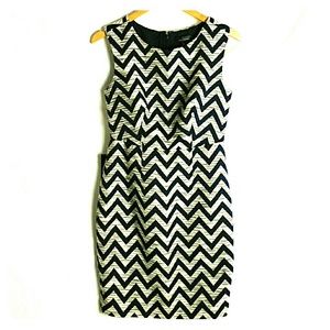 The Limited Navy and White Chevron dress
