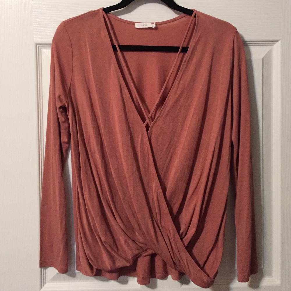 LUSH | blush v-neck plunge long sleeved top