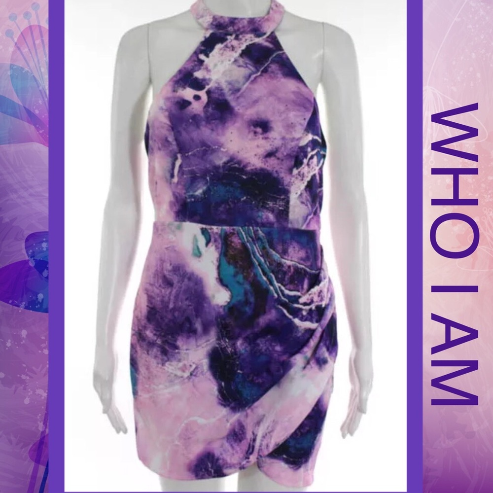 WHO I AM Chic Purple Watercolor Zip Back Dress